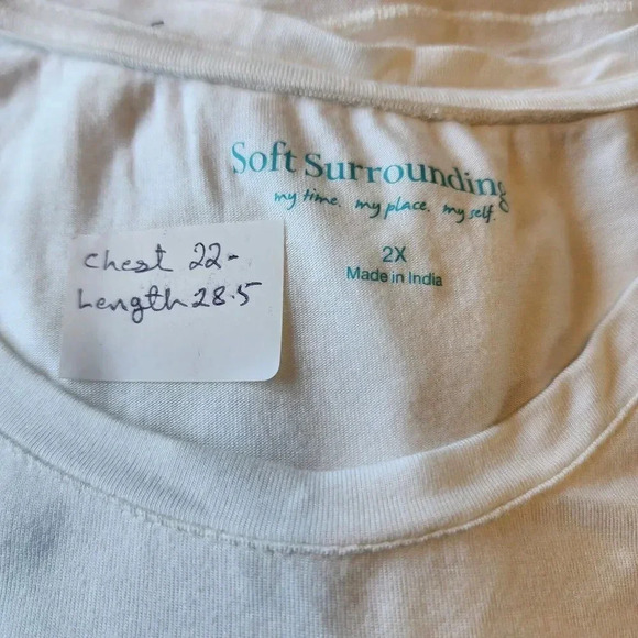 Soft Surrounding Sleeveless Top Size 2X White Rayon Stretch Pullover Blouse - Picture 5 of 6